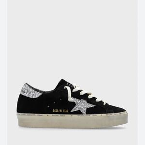 Golden Goose Black and Glitter Silver Star Sneakers